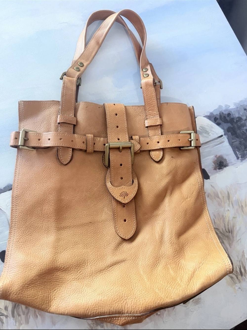 Mulberry Tan Leather Belt-Front Tote